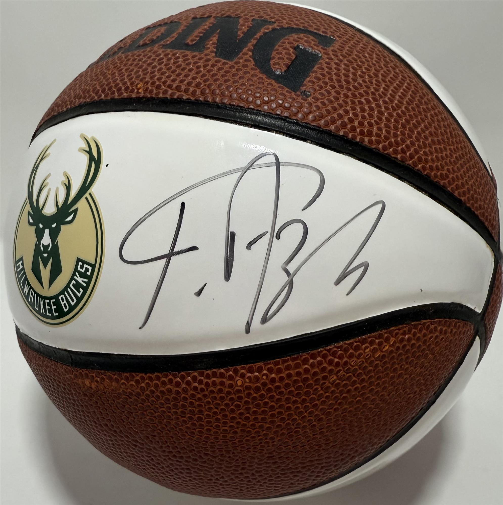 GIANNIS ANTETOKOUNMPO - MILWAUKEE BUCKS - SIGNED MINI SPALDING REPLICA BASKETBALL - BAS
