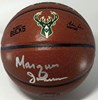 MARQUES JOHNSON SIGNED FULL SIZE WILSON REPLICA BUCKS LOGO BASKETBALL - BAS