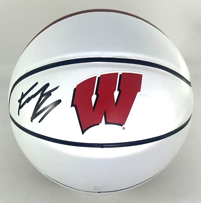 FRANK KAMINSKY SIGNED REPLICA  WI BADGERS LOGO BASKETBALL W/ PLAYER OF YEAR - BAS