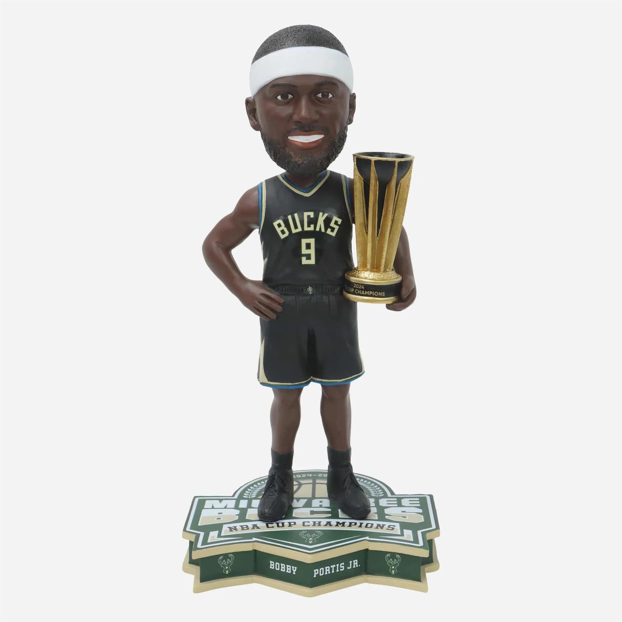 BOBBY PORTIS JR 2024 NBA CUP CHAMPIONS FOCO MILWAUKEE BUCKS BOBBLEHEAD
