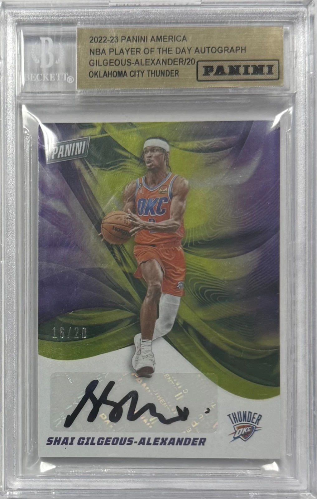 SHAI GILGEOUS-ALEXANDER - AUTOGRAPHED 2022-23 PANINI PLAYER OF THE DAY 16/20 - OKLAHOMA CITY THUNDER