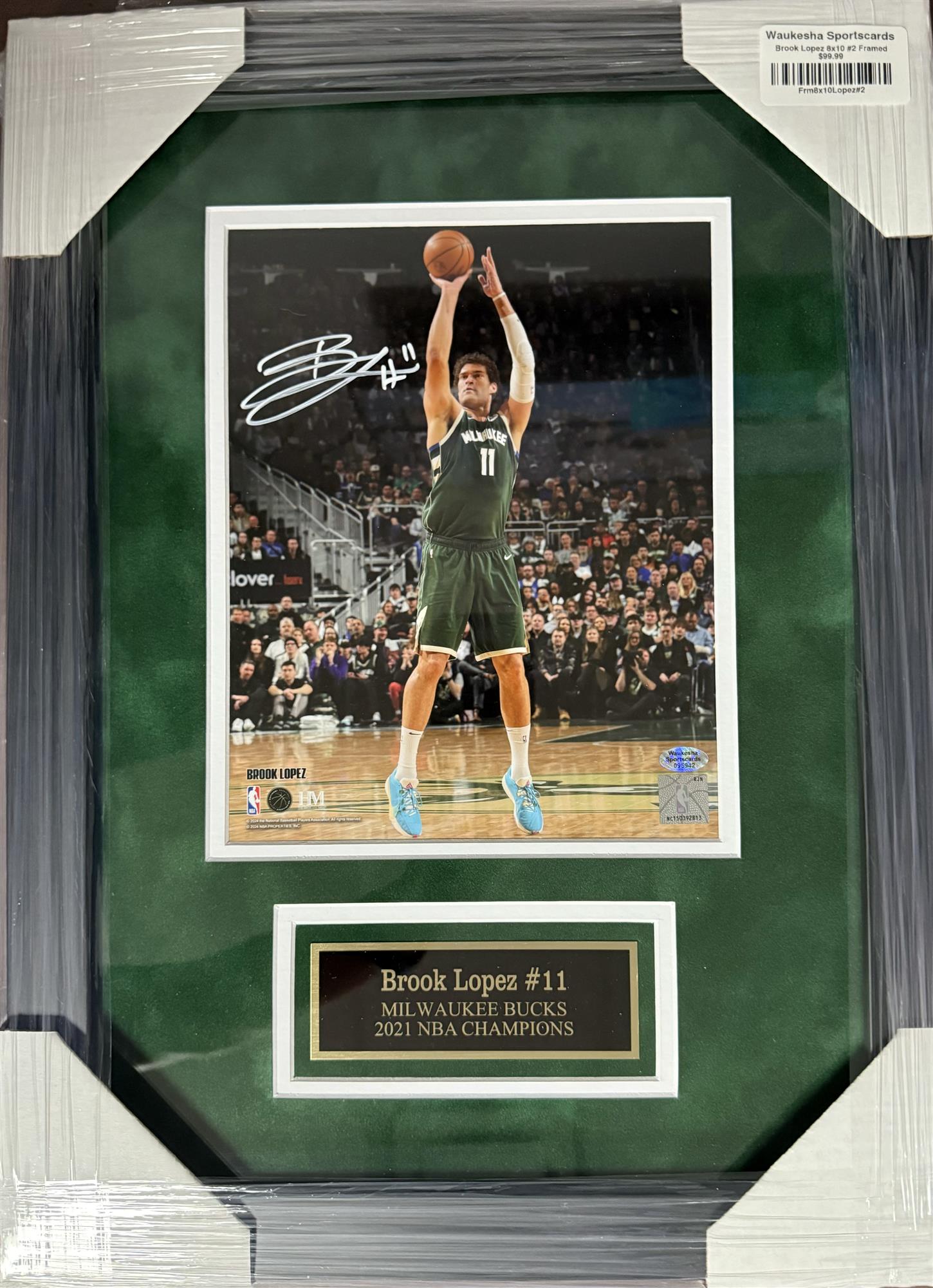 BROOK LOPEZ FRAMED SIGNED BUCKS 8X10 PHOTO #2