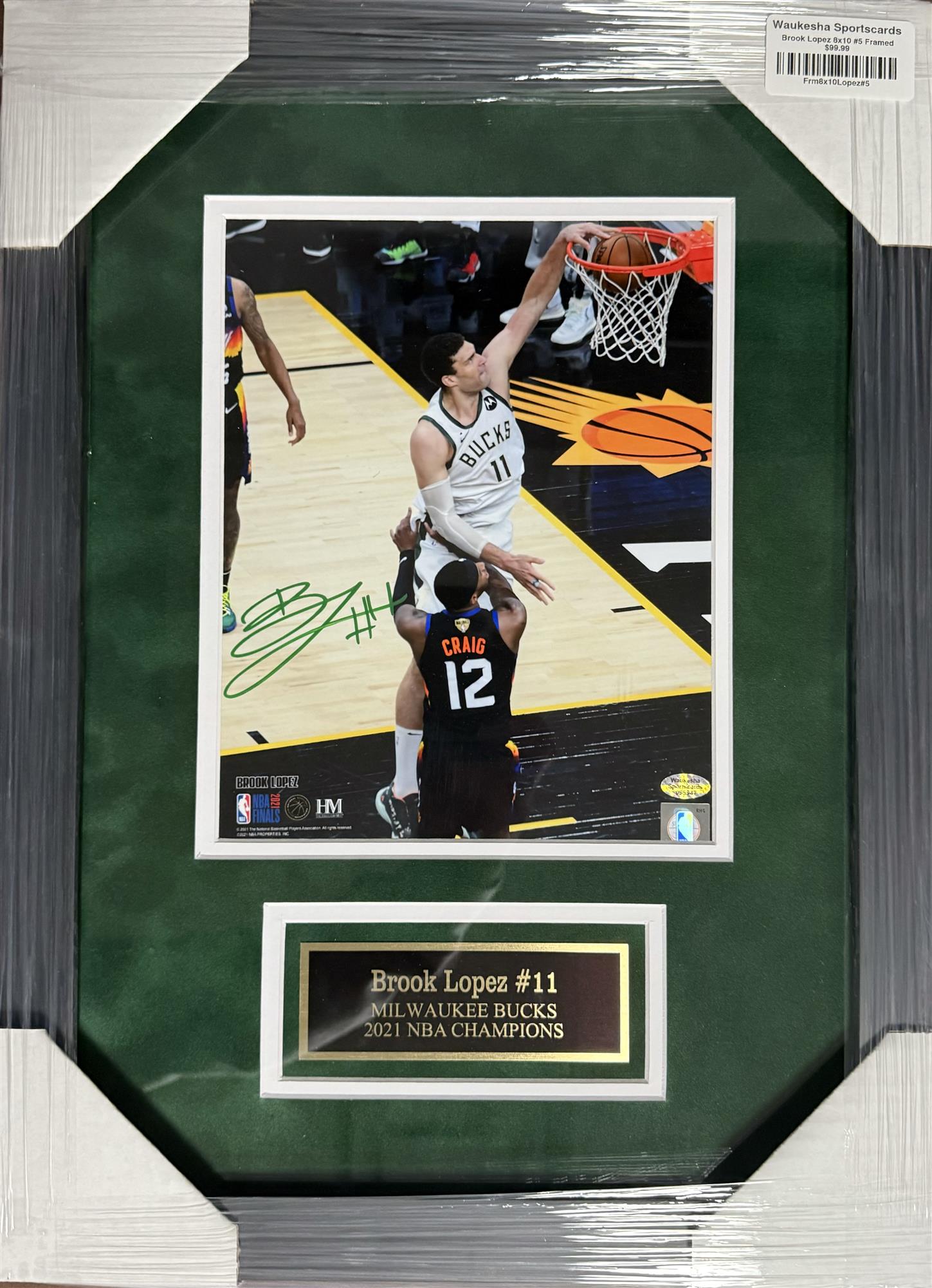 BROOK LOPEZ FRAMED SIGNED BUCKS 8X10 PHOTO #5