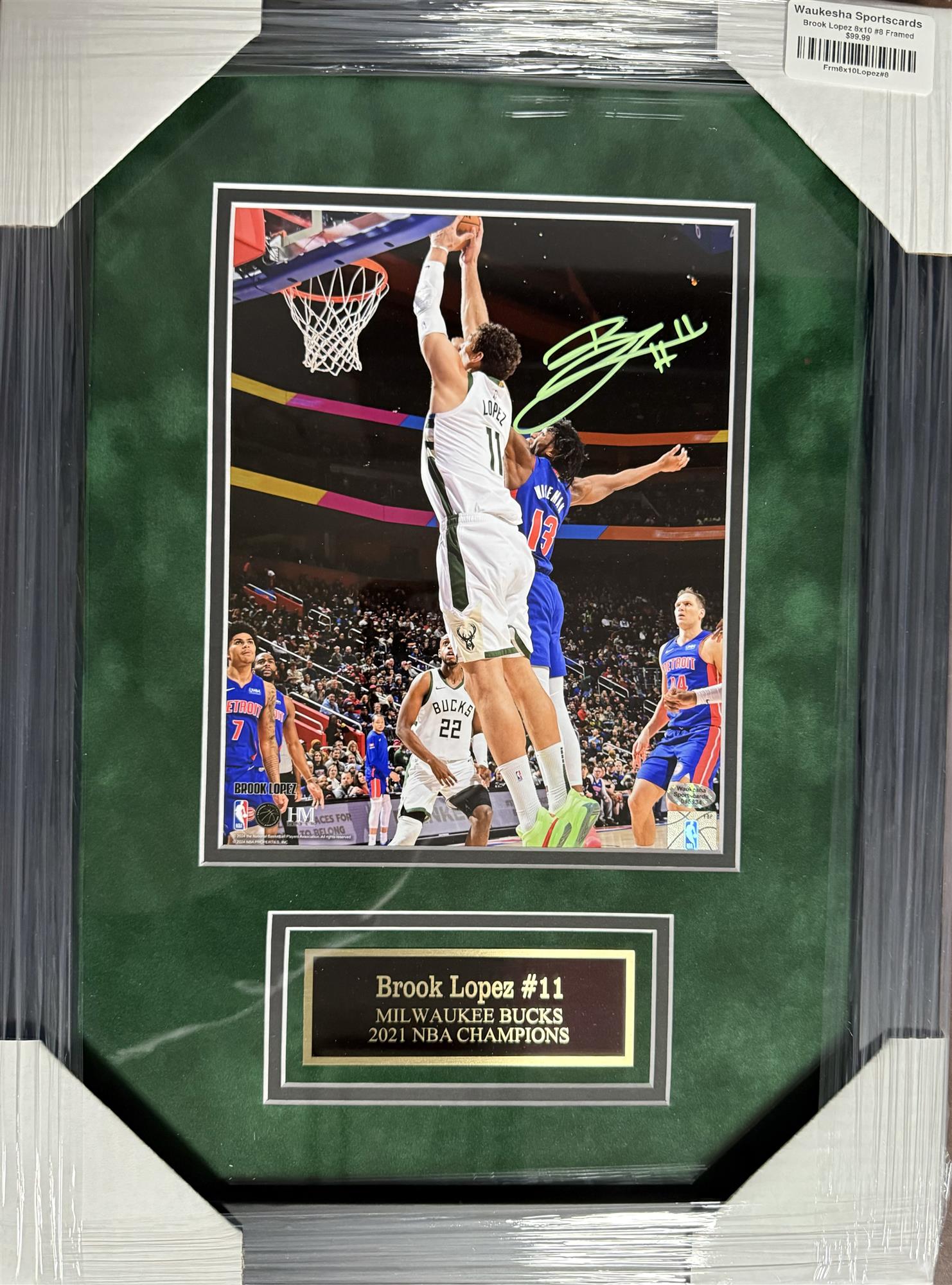 BROOK LOPEZ FRAMED SIGNED BUCKS 8X10 PHOTO #8