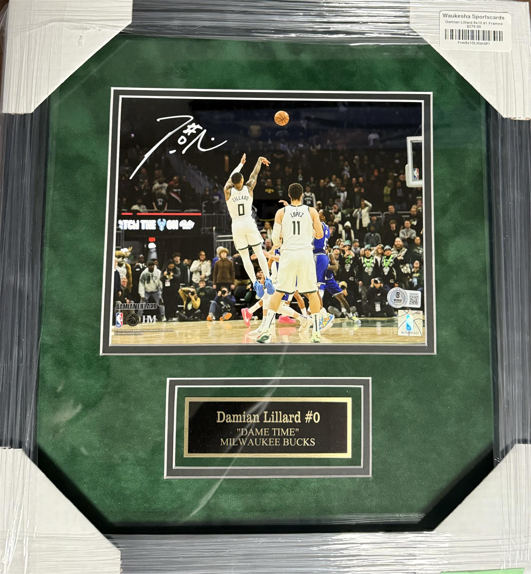 DAMIAN LILLARD FRAMED SIGNED BUCKS 8X10 PHOTO #1
