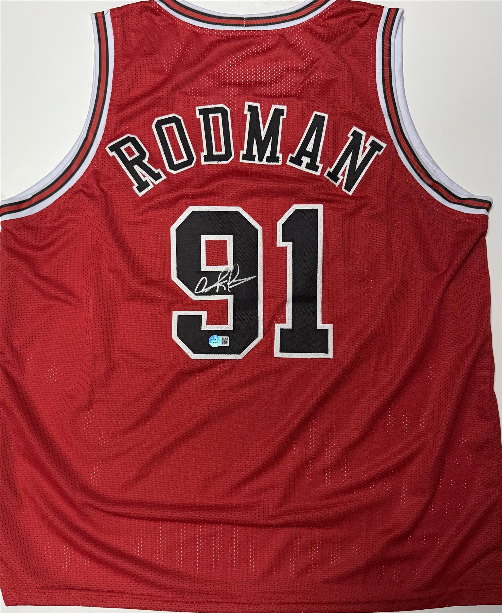 DENNIS RODMAN - CHICAGO BULLS - SIGNED CUSTOM REPLICA JERSEY - BAS