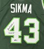 JACK SIKMA SIGNED CUSTOM REPLICA GREEN / WHITE BUCKS JERSEY W/ HOF - BAS