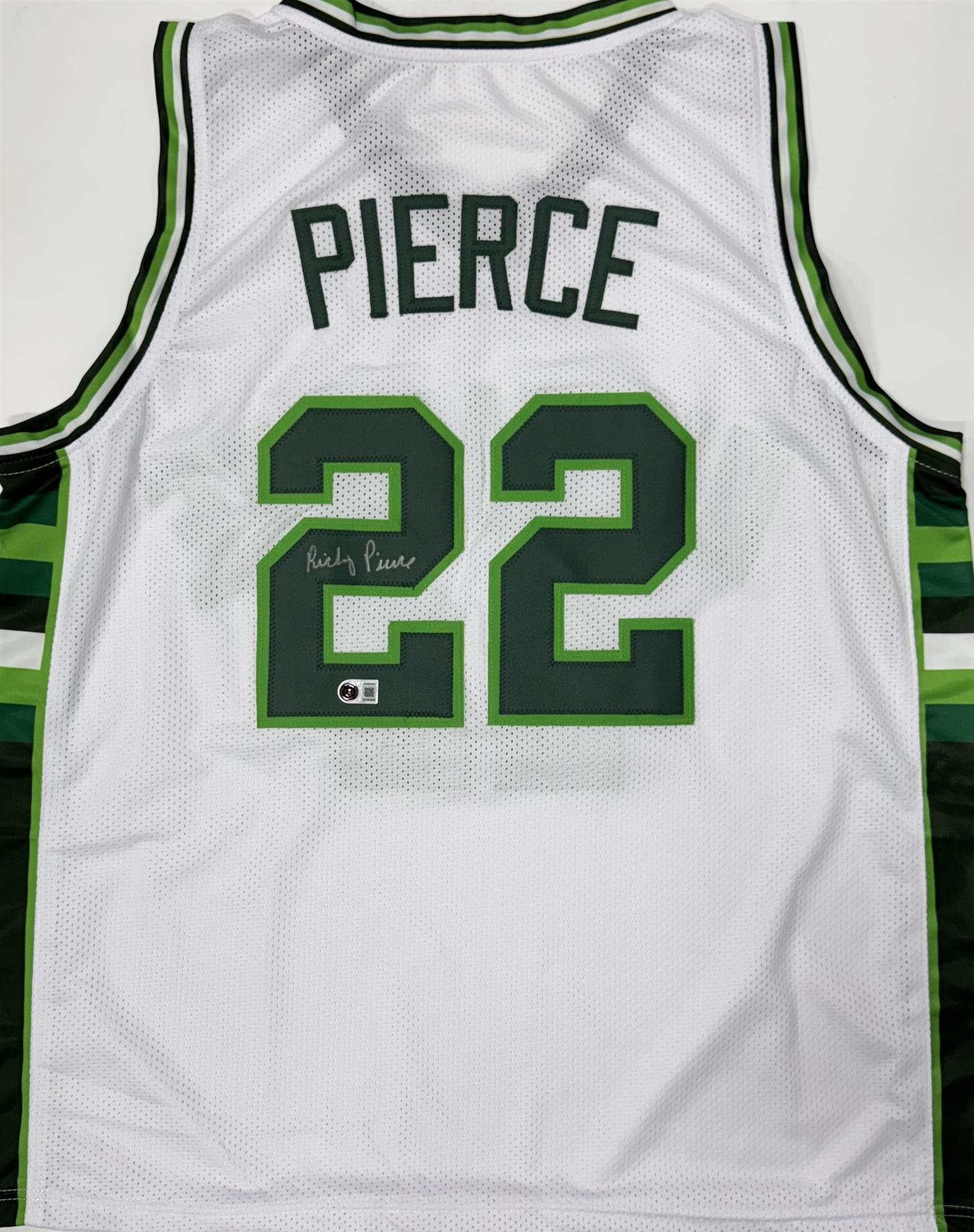 RICKY PIERCE SIGNED CUSTOM REPLICA WHITE BUCKS JERSEY