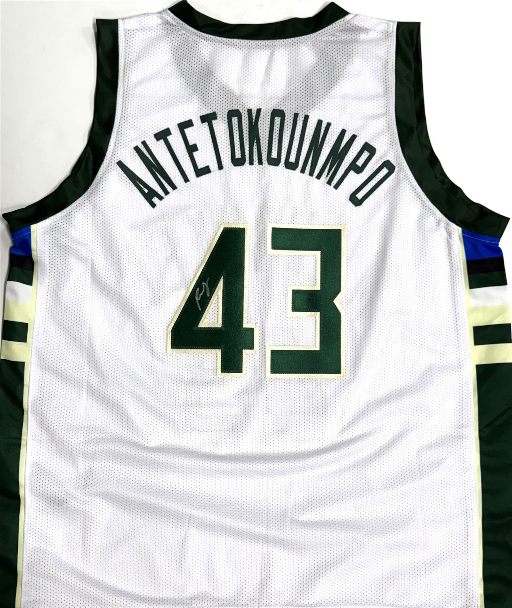 THANASIS ANTETOKOUNMPO SIGNED CUSTOM REPLICA BUCKS WHITE JERSEY