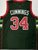TERRY CUMMINGS SIGNED CUSTOM REPLICA GREEN / RED BUCKS JERSEY - BAS