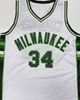 TERRY CUMMINGS SIGNED CUSTOM REPLICA WHITE BUCKS JERSEY - BAS