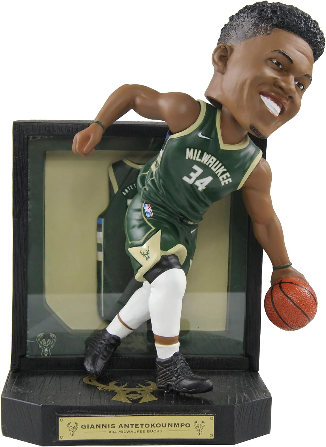 GIANNIS ANTETOKOUNMPO 2021 "FRAMED JERSEY EDITION" FOREVER FOCO BUCKS BOBBLEHEAD