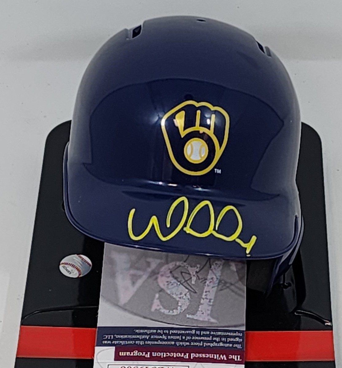 WILLIAM CONTRERAS SIGNED BREWERS BLUE MINI HELMET - JSA