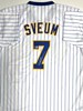DALE SVEUM SIGNED CUSTOM REPLICA BREWERS PINSTRIPE JERSEY - BAS