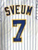 DALE SVEUM SIGNED CUSTOM REPLICA BREWERS PINSTRIPE JERSEY - BAS