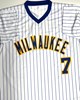 DALE SVEUM SIGNED CUSTOM REPLICA BREWERS PINSTRIPE JERSEY - BAS