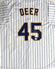 ROB DEER SIGNED CUSTOM REPLICA BREWERS RETRO JERSEY - BAS