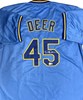 ROB DEER SIGNED CUSTOM REPLICA BREWERS BLUE JERSEY - BAS