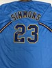 TED SIMMONS SIGNED CUSTOM REPLICA BREWERS BLUE JERSEY - BAS