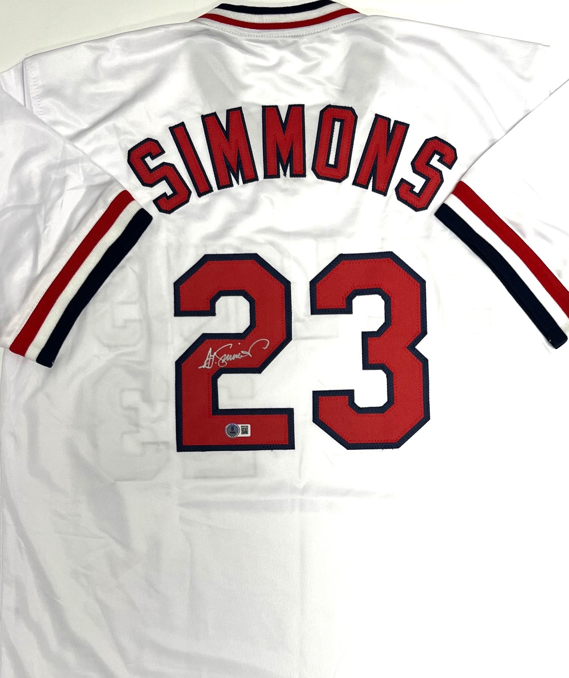 TED SIMMONS SIGNED CUSTOM REPLICA CARDINALS WHITE JERSEY - BAS