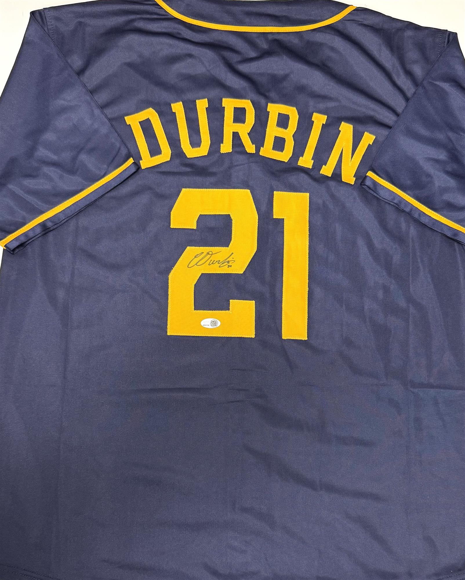 CALEB DURBIN SIGNED CUSTOM REPLICA BREWERS BLUE JERSEY  - JSA