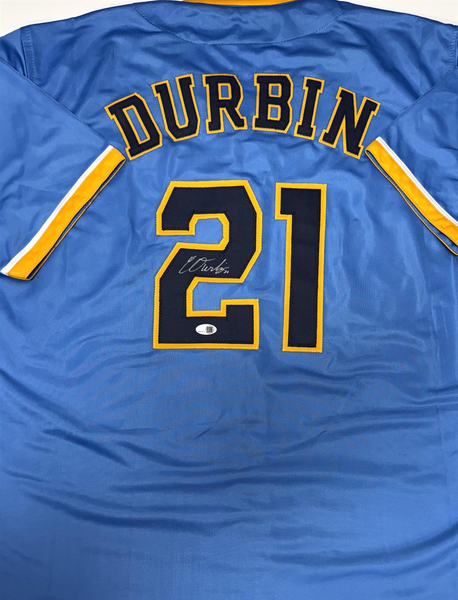 CALEB DURBIN SIGNED CUSTOM REPLICA BREWERS MKE CITY JERSEY  - JSA