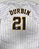 CALEB DURBIN SIGNED CUSTOM REPLICA BREWERS PINSTRIPE JERSEY  - JSA