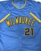 CALEB DURBIN SIGNED CUSTOM REPLICA BREWERS MKE CITY JERSEY  - JSA