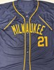 CALEB DURBIN SIGNED CUSTOM REPLICA BREWERS BLUE JERSEY  - JSA