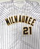 CALEB DURBIN SIGNED CUSTOM REPLICA BREWERS PINSTRIPE JERSEY  - JSA