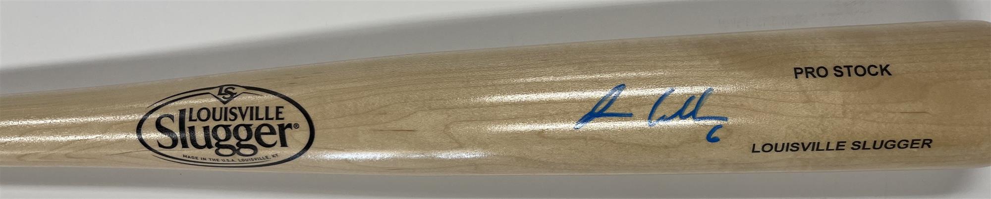 ISAAC COLLINS SIGNED LOUISVILLE SLUGGER BLONDE REPLICA BAT - BREWERS - JSA