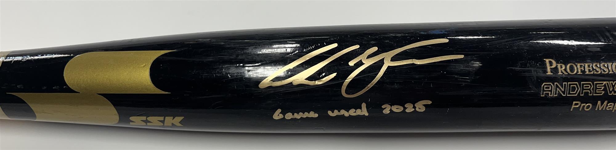ANDREW VAUGHN SIGNED SSK PRO MAPLE JB29 2025 GAME USED BAT - BREWERS - JSA