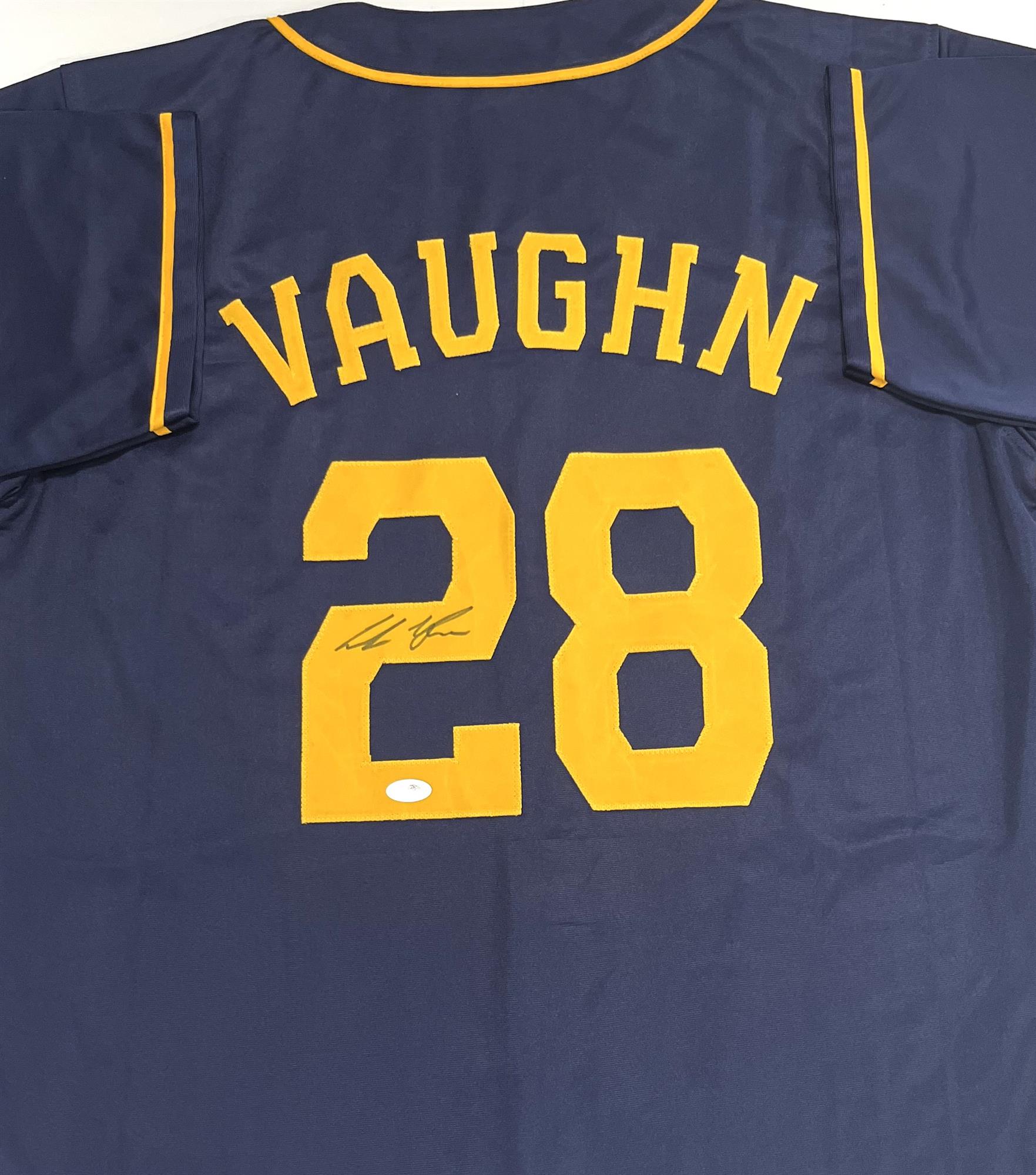 ANDREW VAUGHN SIGNED CUSTOM REPLICA BREWERS BLUE JERSEY  - JSA