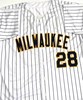 ANDREW VAUGHN SIGNED CUSTOM REPLICA BREWERS PINSTRIPE JERSEY  - JSA