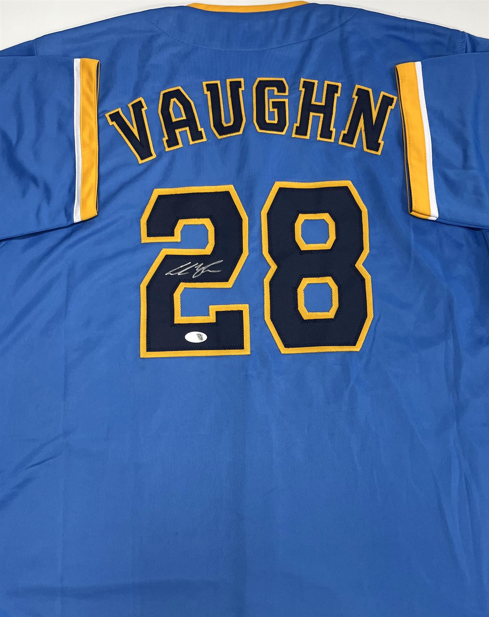 ANDREW VAUGHN SIGNED CUSTOM REPLICA BREWERS MKE CITY EDITION JERSEY  - JSA