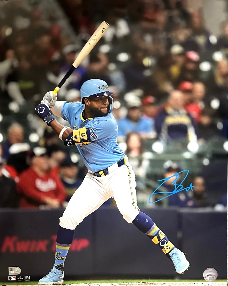 JACKSON CHOURIO SIGNED BREWERS 16x20 PHOTO #1 - MLB