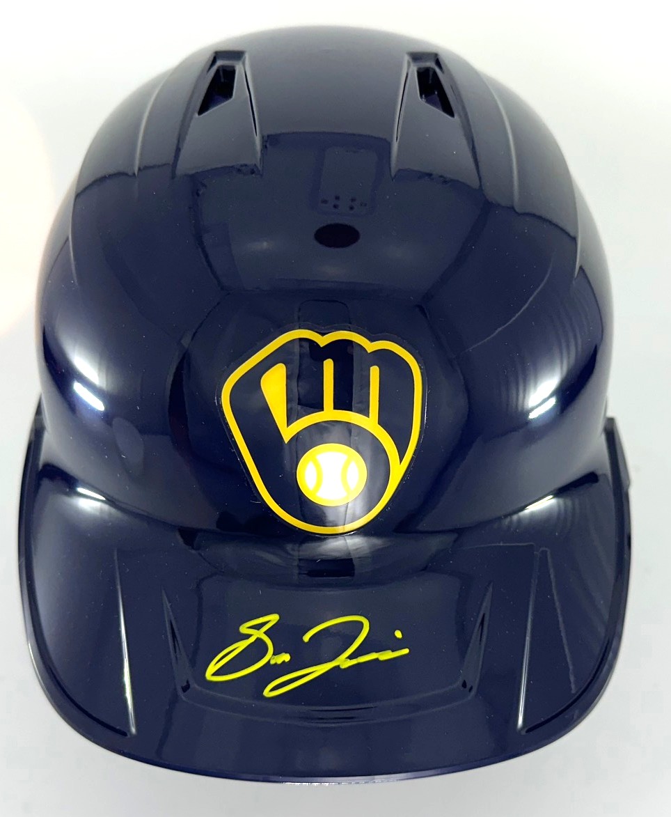 SAL FRELICK SIGNED RAWLINGS FULL SIZE BREWERS BLUE HELMET - BAS