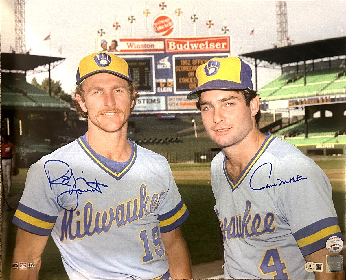ROBIN YOUNT & PAUL MOLITOR DUAL SIGNED 16X20 BREWERS PHOTO - BAS