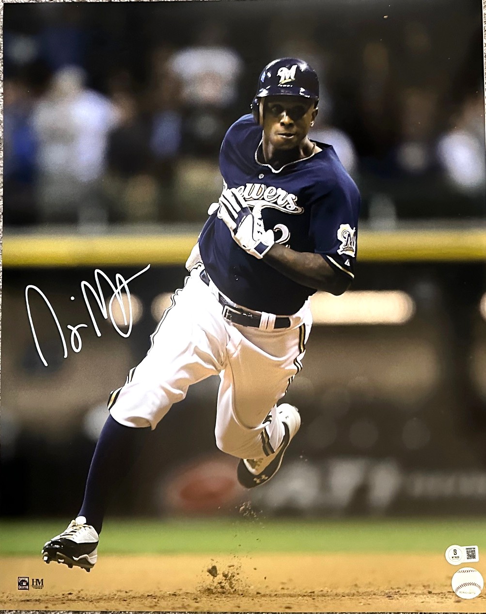 NYJER MORGAN SIGNED 16X20 BREWERS PHOTO #4 - BAS