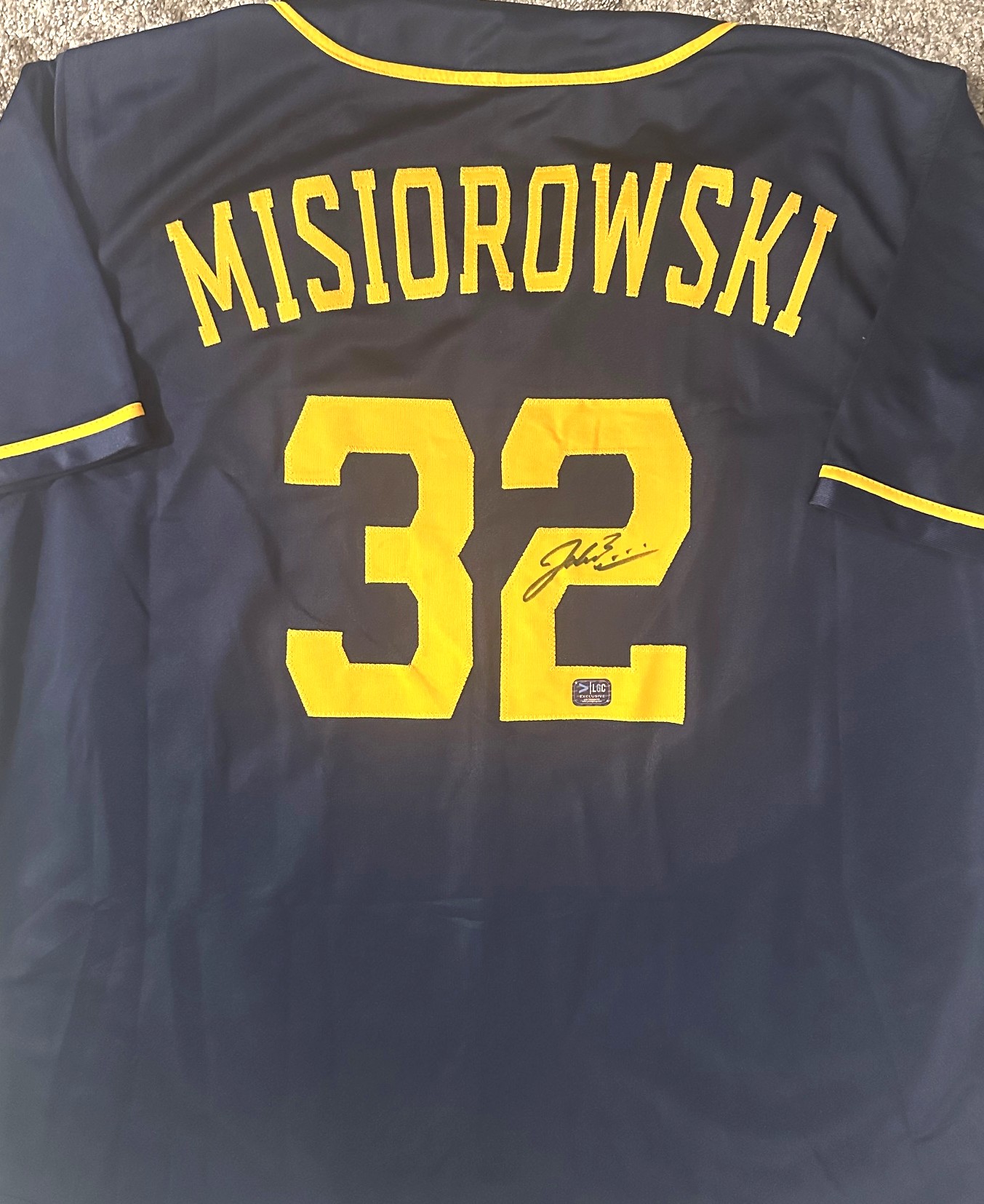 JACOB MISIOROWSKI SIGNED CUSTOM REPLICA BREWERS BLUE JERSEY  - PROVA