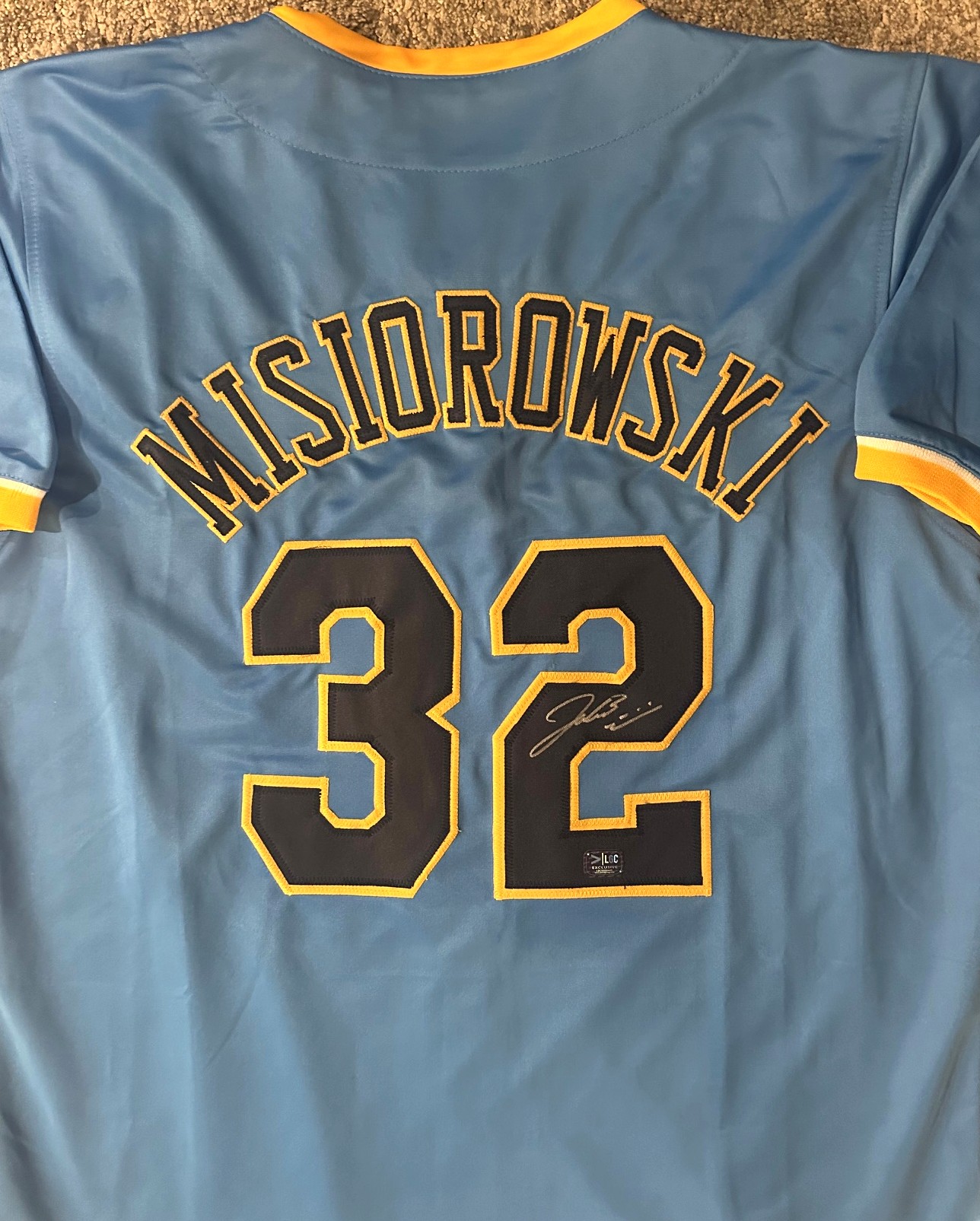 JACOB MISIOROWSKI SIGNED CUSTOM REPLICA BREWERS MKE JERSEY  - PROVA