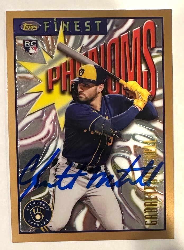 GARRETT MITCHELL SIGNED 2023 TOPPS FINEST CHROME BREWERS ROOKIE CARD #72