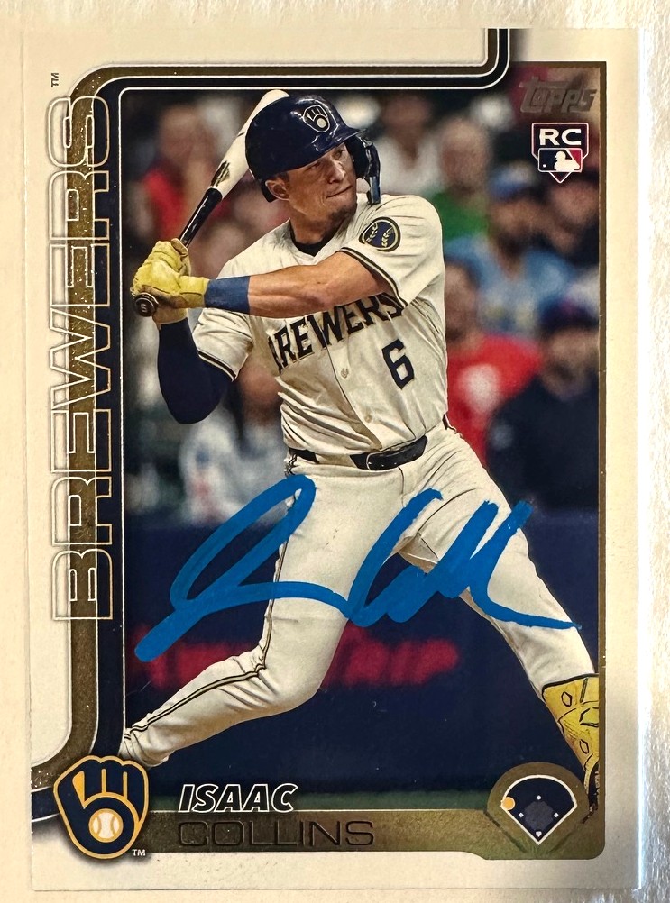 ISAAC COLLINS SIGNED 2025 TOPPS BREWERS ROOKIE CARD #657