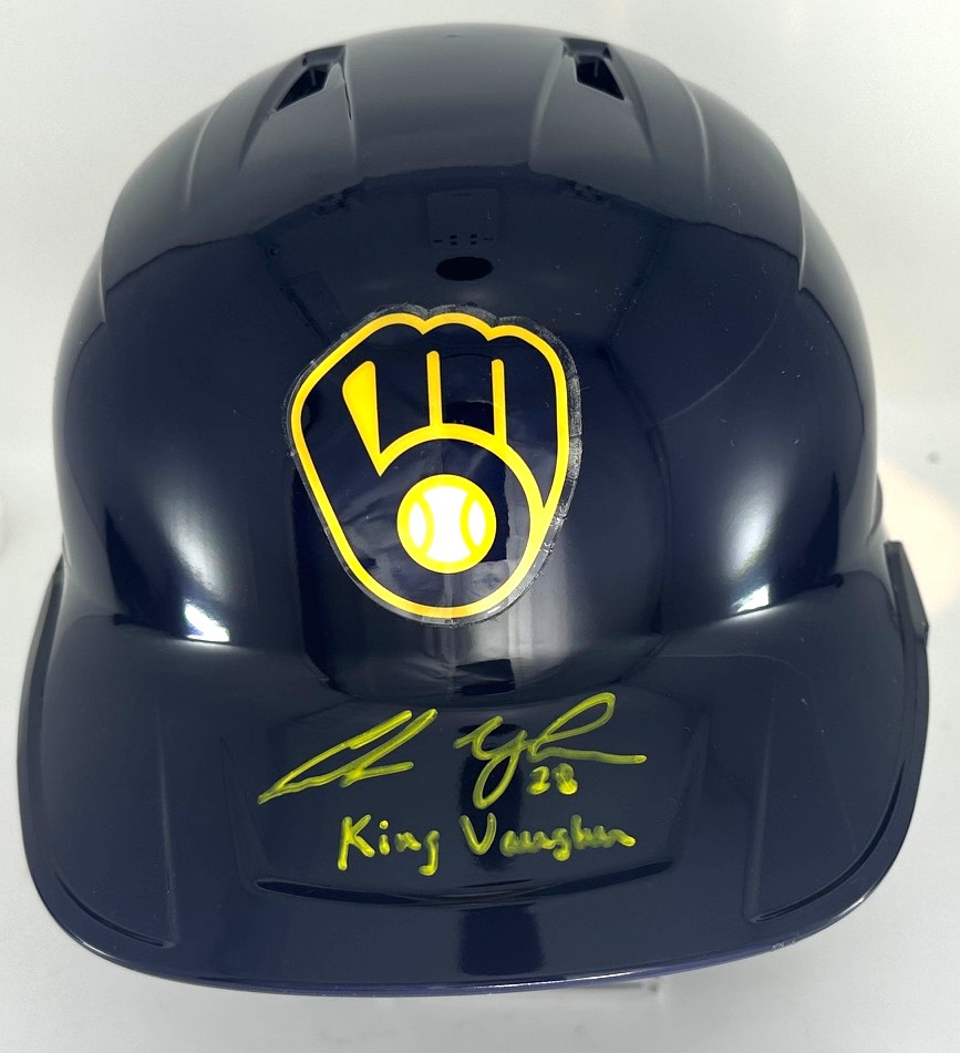ANDREW VAUGHN SIGNED RAWLINGS FULL SIZE BREWERS BLUE HELMET - JSA