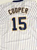 CECIL COOPER SIGNED CUSTOM REPLICA BREWERS PINSTRIPE JERSEY - BAS