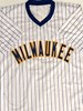 CECIL COOPER SIGNED CUSTOM REPLICA BREWERS PINSTRIPE JERSEY - BAS