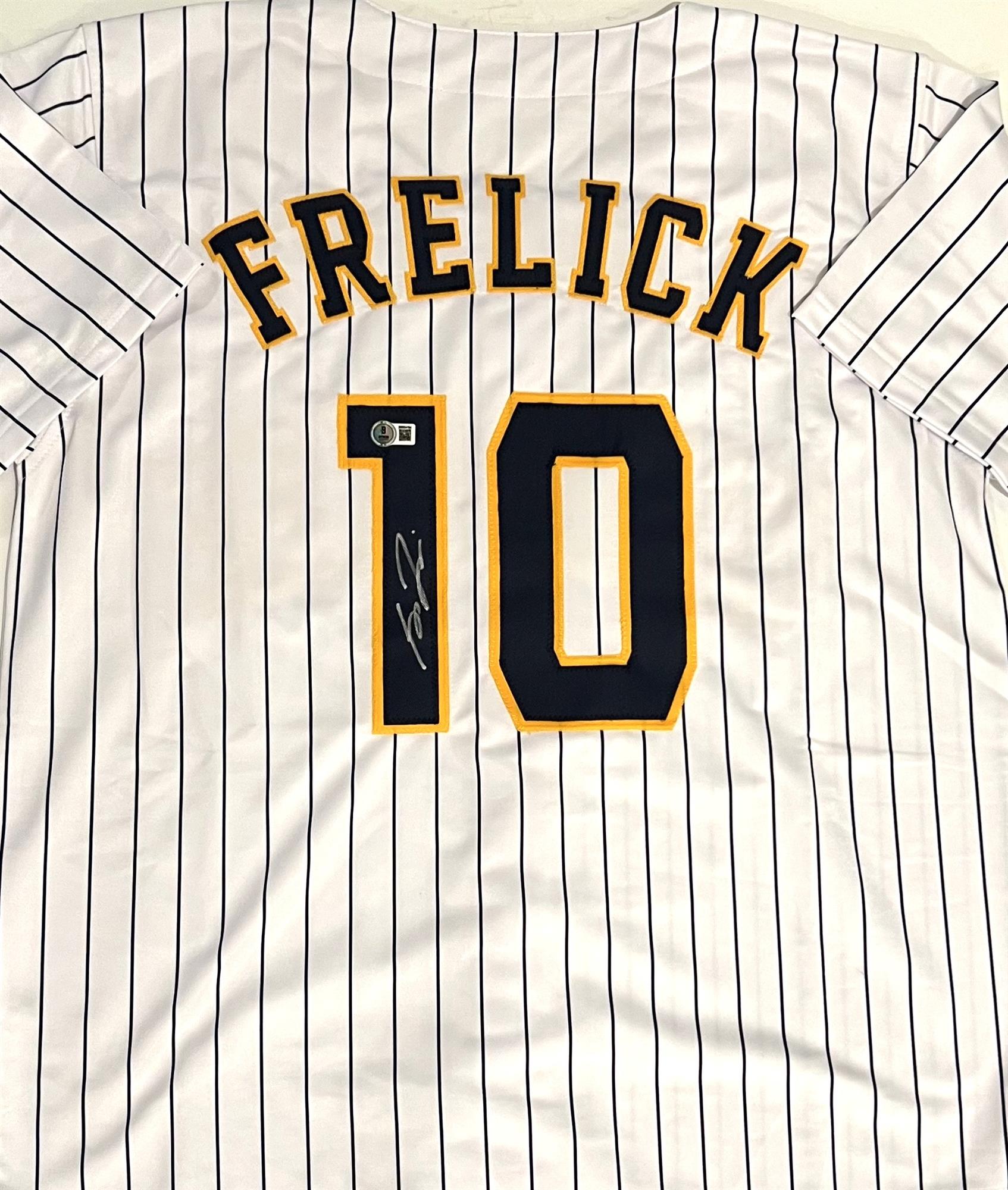 SAL FRELICK SIGNED CUSTOM REPLICA BREWERS PINSTRIPE JERSEY - BAS