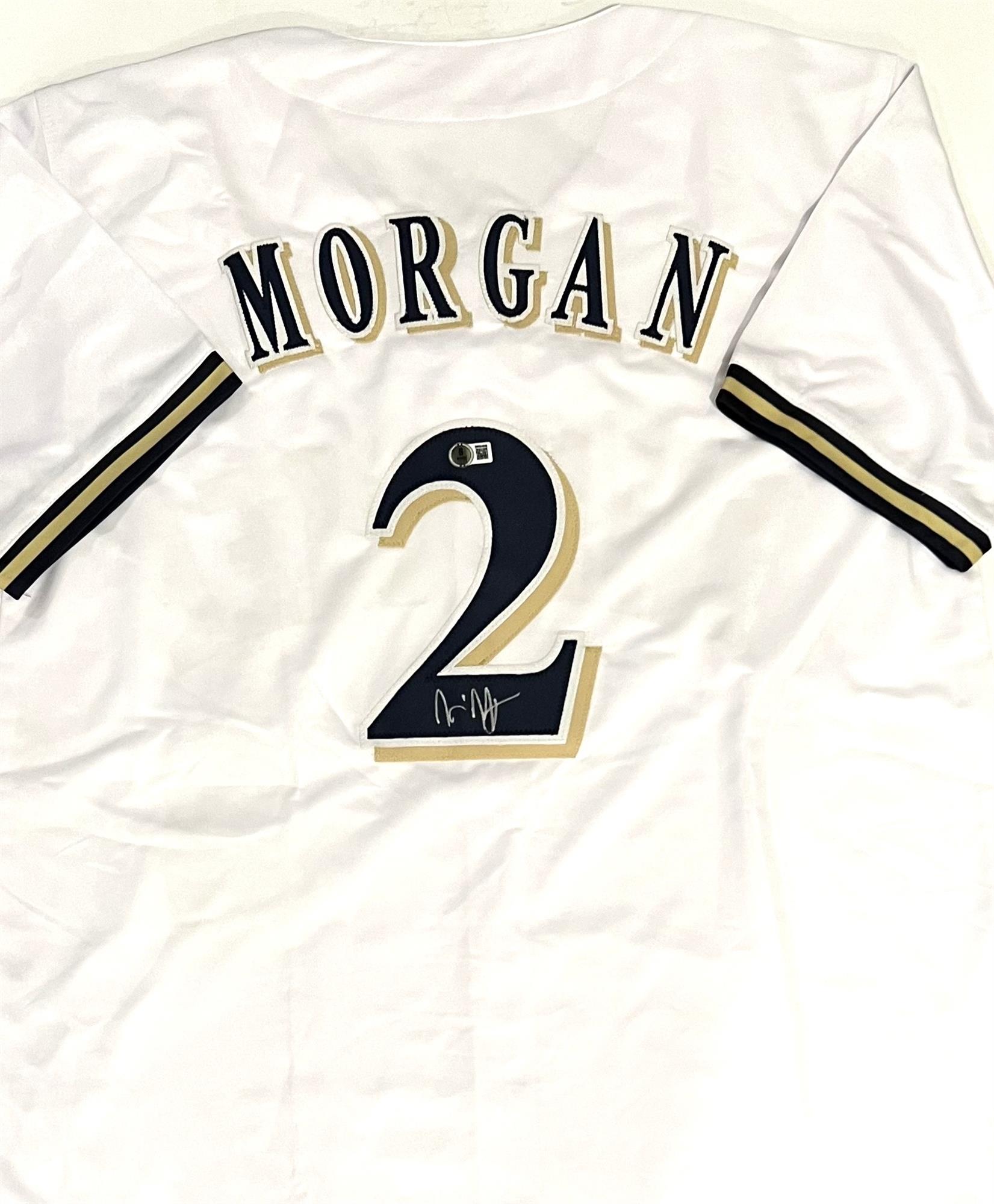 NYJER MORGAN SIGNED CUSTOM REPLICA BREWERS WHITE JERSEY - BAS