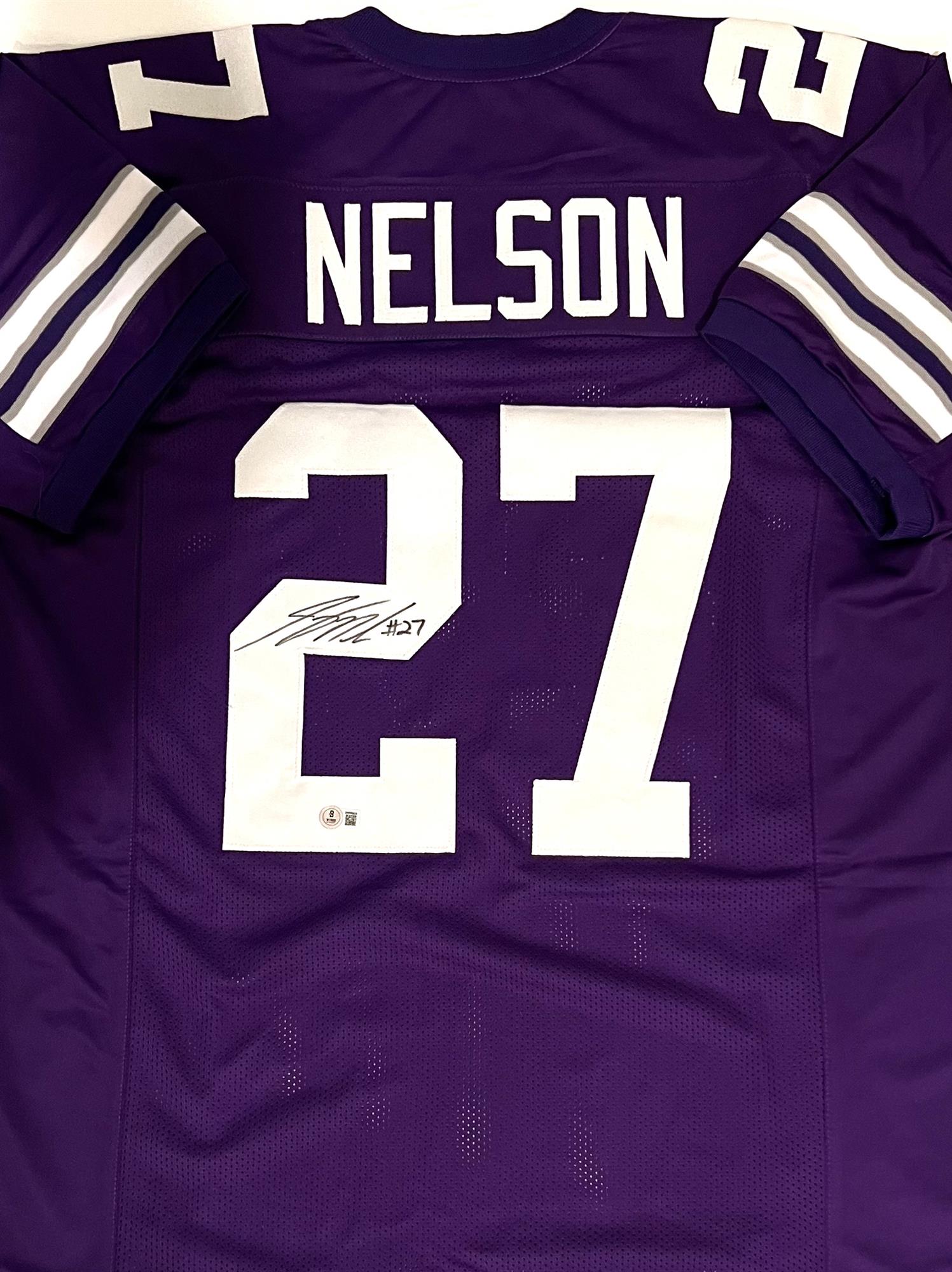 JORDY NELSON SIGNED KANSAS STATE WILDCATS CUSTOM PURPLE JERSEY - BAS