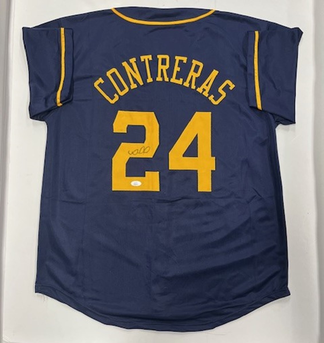 WILLIAM CONTRERAS SIGNED CUSTOM REPLICA BREWERS BLUE JERSEY JSA